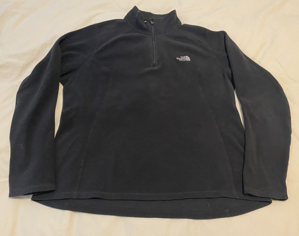 North Face Womens Fleece Jacket Size L Black 1/4 Zip Pullover Hiking Athleisure